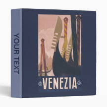 Vintage Litho Travel ad Venice Italy 3 Ring Binder