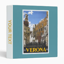 Vintage Litho Travel ad Verona Italy 3 Ring Binder