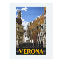Vintage Litho Travel ad Verona Italy Postcards