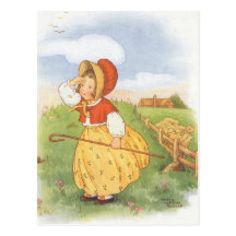 Vintage Little Bo Peep Mother Goose Nursery Rhyme Post Card