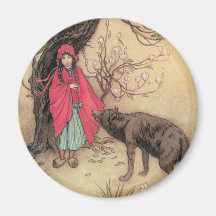 Vintage Little Red Riding Hood by Warwick Goble Fridge Magnet
