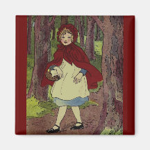 Vintage Little Red Riding hood Illustration Magnets