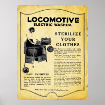 Vintage Locomotive Electric Clothes Washer Print
