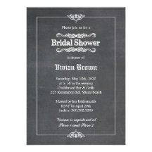Vintage Look Chalkboard Bridal Shower Invitations