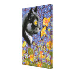 Vintage Louis Wain Cat in a Sea of Flowers Canvas Stretched Canvas Print