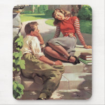 Vintage Love and Romance College Coed Students Mouse Pad