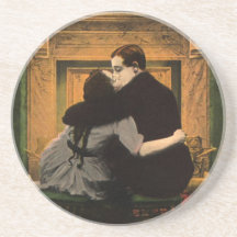 Vintage Love and Romance Couple Romantic Fireplace Coasters