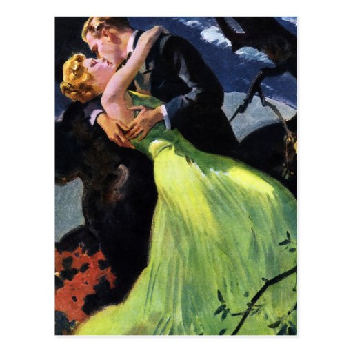 Vintage Love and Romance, Romantic Kiss Kissing Postcard