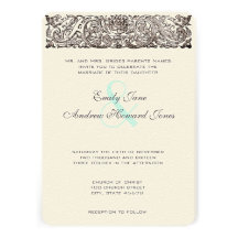 Vintage Love Bird Scroll Work Wedding Invitation