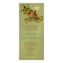 Vintage Love Birds Chickadees Wedding Invitation