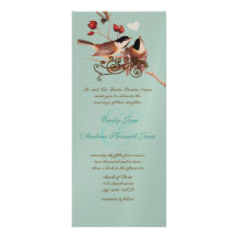Vintage Love Birds Chickadees Wedding Invitation
