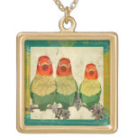 Vintage Love Birds Golden Necklace