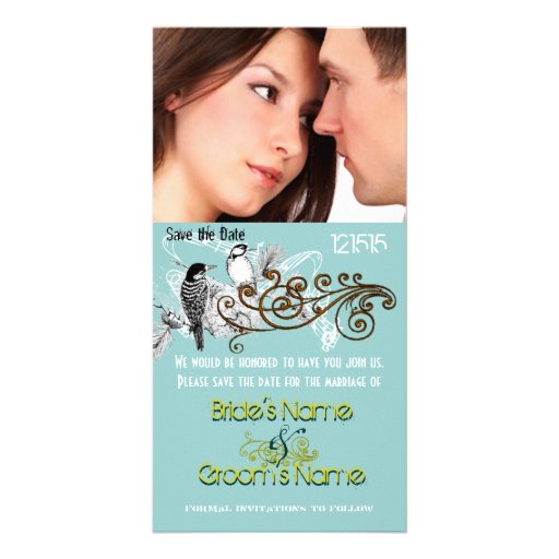 Vintage Love Birds Save the Date  Your Photo Photo Cards