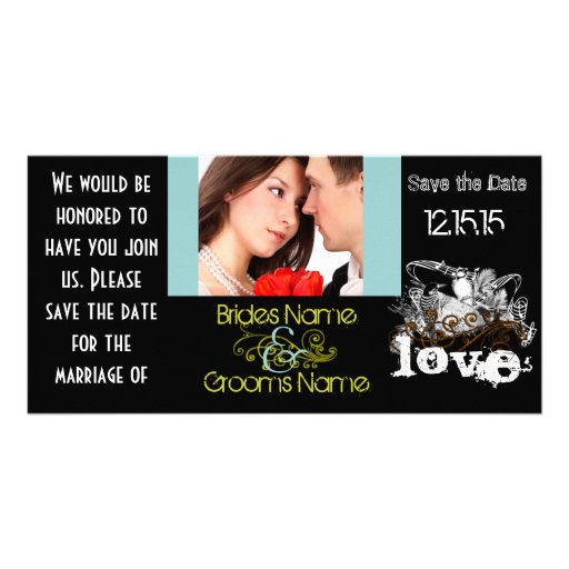 Vintage Love Birds Save the Date  Your Photo Personalized Photo Card