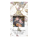Vintage Love Birds, Two White Doves Floral Picture Card