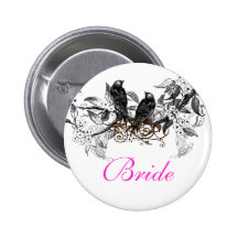 Vintage Love Birds Wedding Badges Button