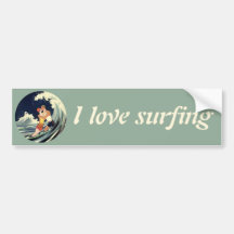 Vintage Love in the Surf; Romantic Kiss by Beach Bumper Stickers
