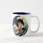 Vintage Love in the Surf, Romantic Kiss by Beach Coffee Mugs
