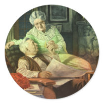 Vintage Love is Forever; Grandparents in Love Round Stickers