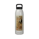 Vintage Love Romance, Art Nouveau, Alphonse Mucha Water Bottles
