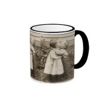 Vintage Love Romance, Children Kissing, First Kiss Coffee Mug