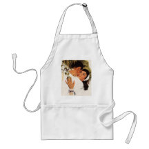 Vintage Love Romance, Couple in a Loving Embrace Aprons