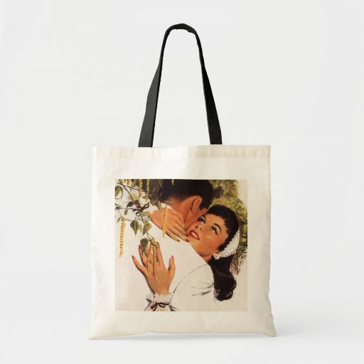 Vintage Love Romance, Couple in a Loving Embrace Bags