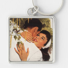 Vintage Love Romance, Couple in a Loving Embrace Key Chains