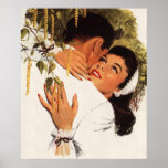 Vintage Love Romance, Couple in a Loving Embrace Posters