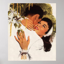 Vintage Love Romance, Couple in a Loving Embrace Posters