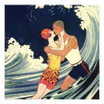 Vintage Love Romance Romantic Kiss Beach Wedding Personalized Invite