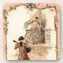 Vintage Lovers Illustration Drink Coasters