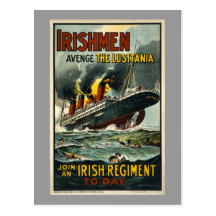 Vintage Lusitania Irishmen Avenge! Postcard
