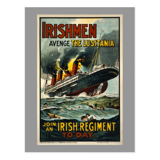 Vintage Lusitania Irishmen Avenge! Postcard