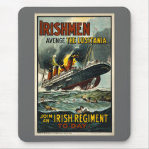Vintage Lusitania Poster  (Irish Recruiting) Mouse Pads