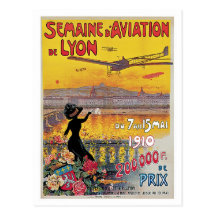 Vintage Lyon Aviation Week Travel Ad Post Card