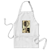 Vintage Machine Worker with Wheels and Levers Aprons
