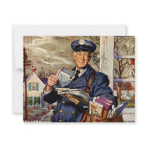 Vintage Mailman Delivering Letters Personalized Announcements