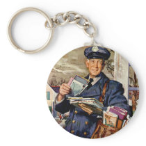 Vintage Mailman Delivering Letters Key Chains