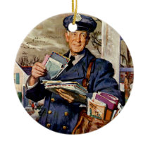 Vintage Mailman Delivering Letters Christmas Tree Ornaments