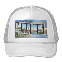 Vintage Maine Postcard Mesh Hat