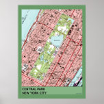 Vintage Map Central Park Canvas Print