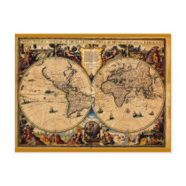 Vintage Map Nova totius terrarum 1625 Post Cards