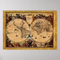 Vintage Map Nova totius terrarum 1625 Print