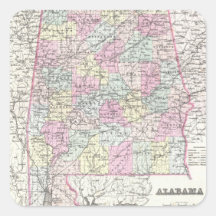Vintage Map of Alabama (1855) Sticker