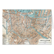 Vintage Map of Amsterdam (1905) Greeting Cards
