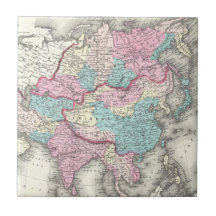 Vintage Map of Asia (1855) Ceramic Tiles