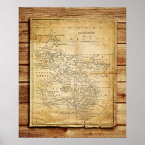 Vintage Map of Australasia Poster