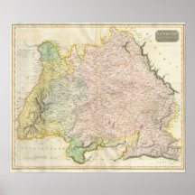Vintage Map of Bavaria Germany (1814) Print