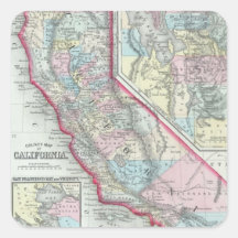 Vintage Map of California (1860) Stickers